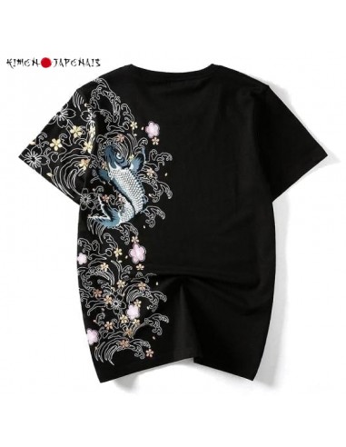 T-shirt  carpe Koi et fleurs en stock