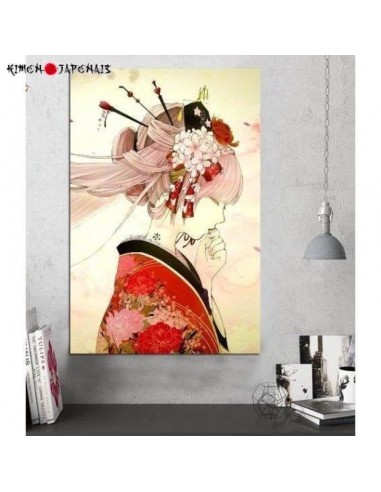 Tableau Japonais Kimono rouge 2024